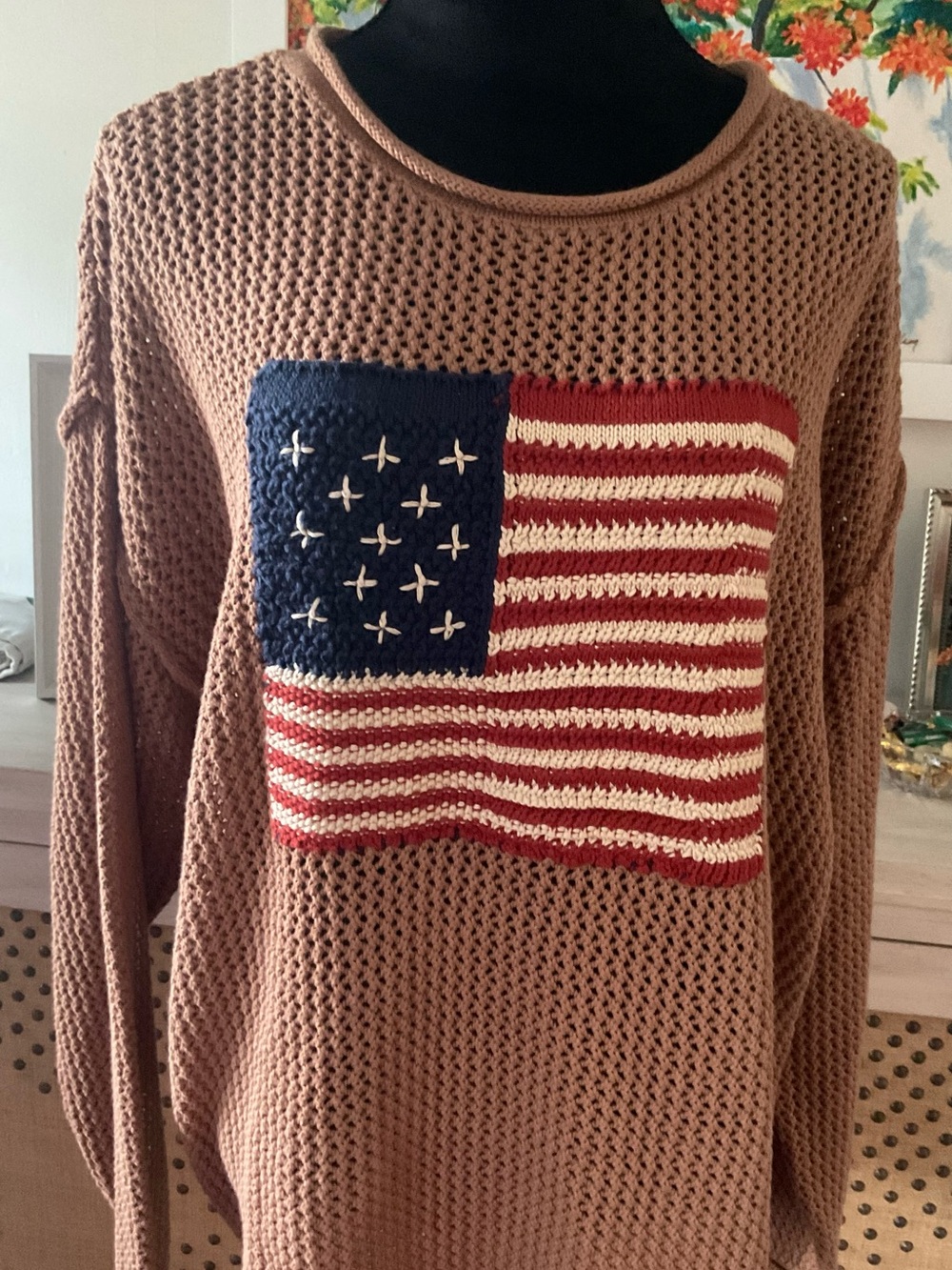 New Size Medium American Flag Pullover Sweater - Picture 2 of 4